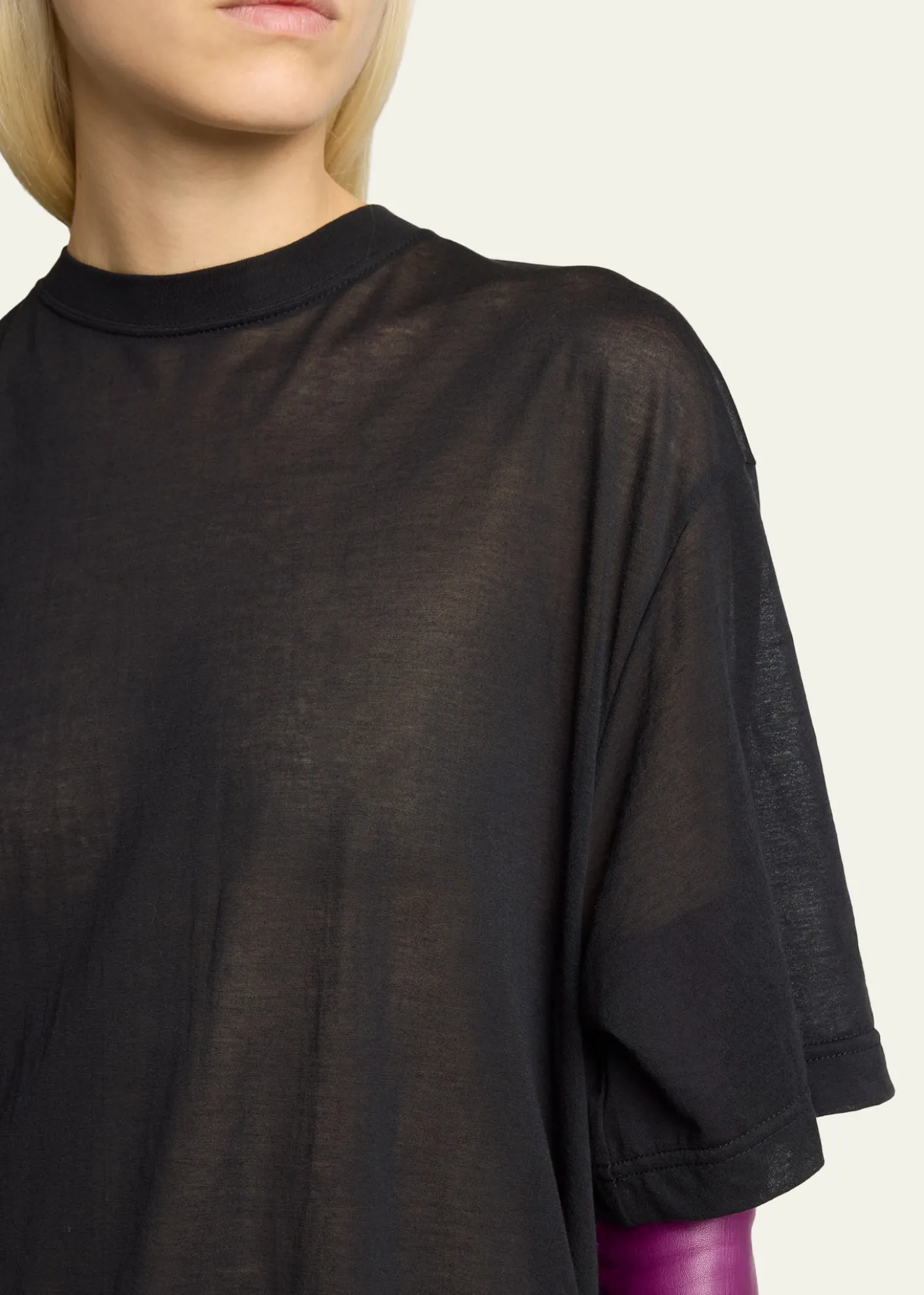 BalenciagaTransparent Jersey Short-Sleeve Train T-Shirt