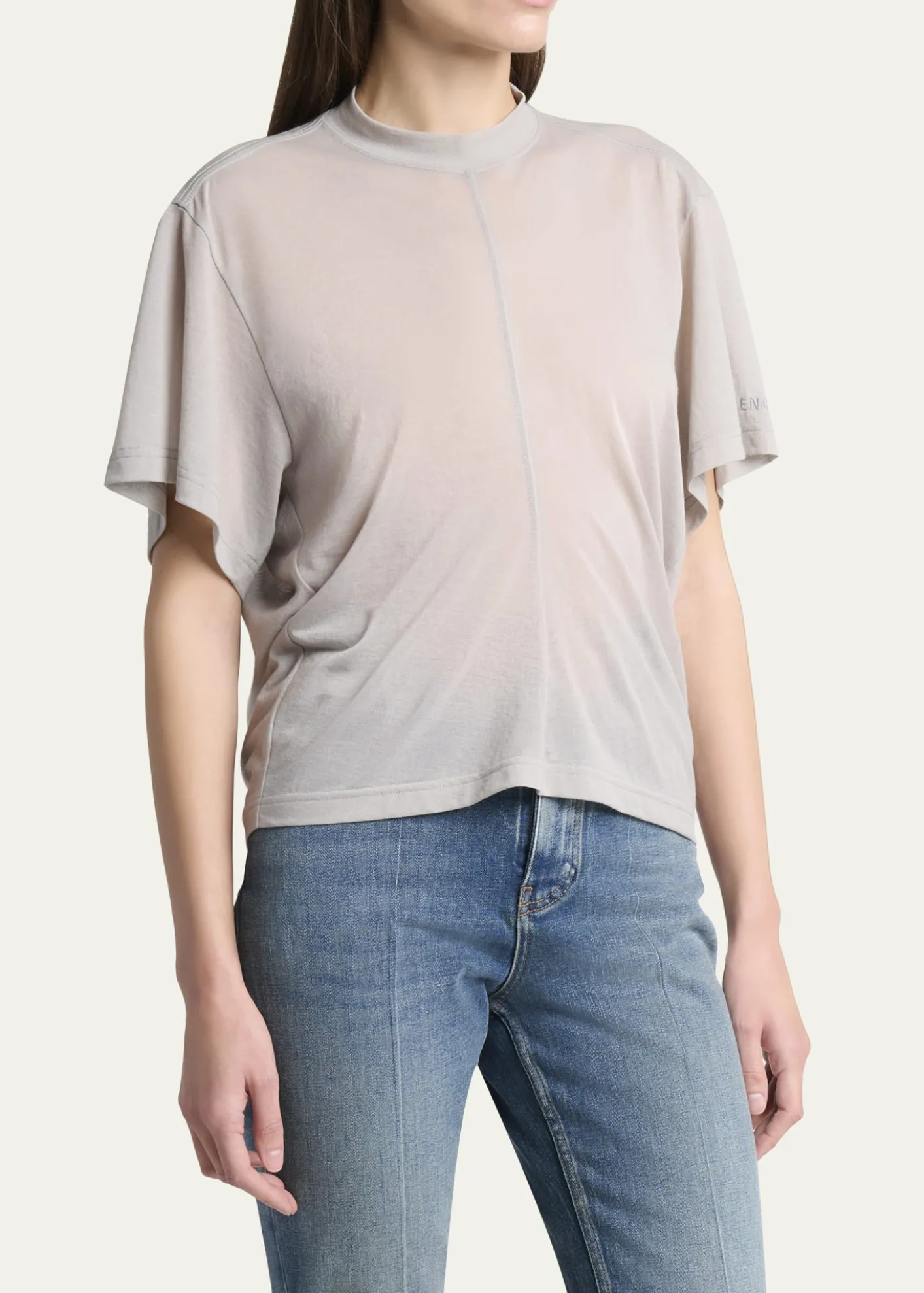 BalenciagaTransparent Jersey Draped T-Shirt