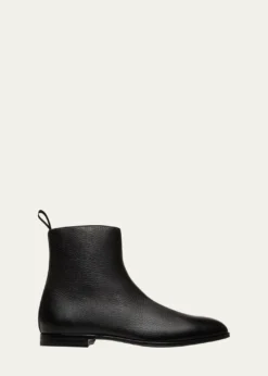 BallyMen's Wently Grainy Leather Side-Zip Ankle Boots