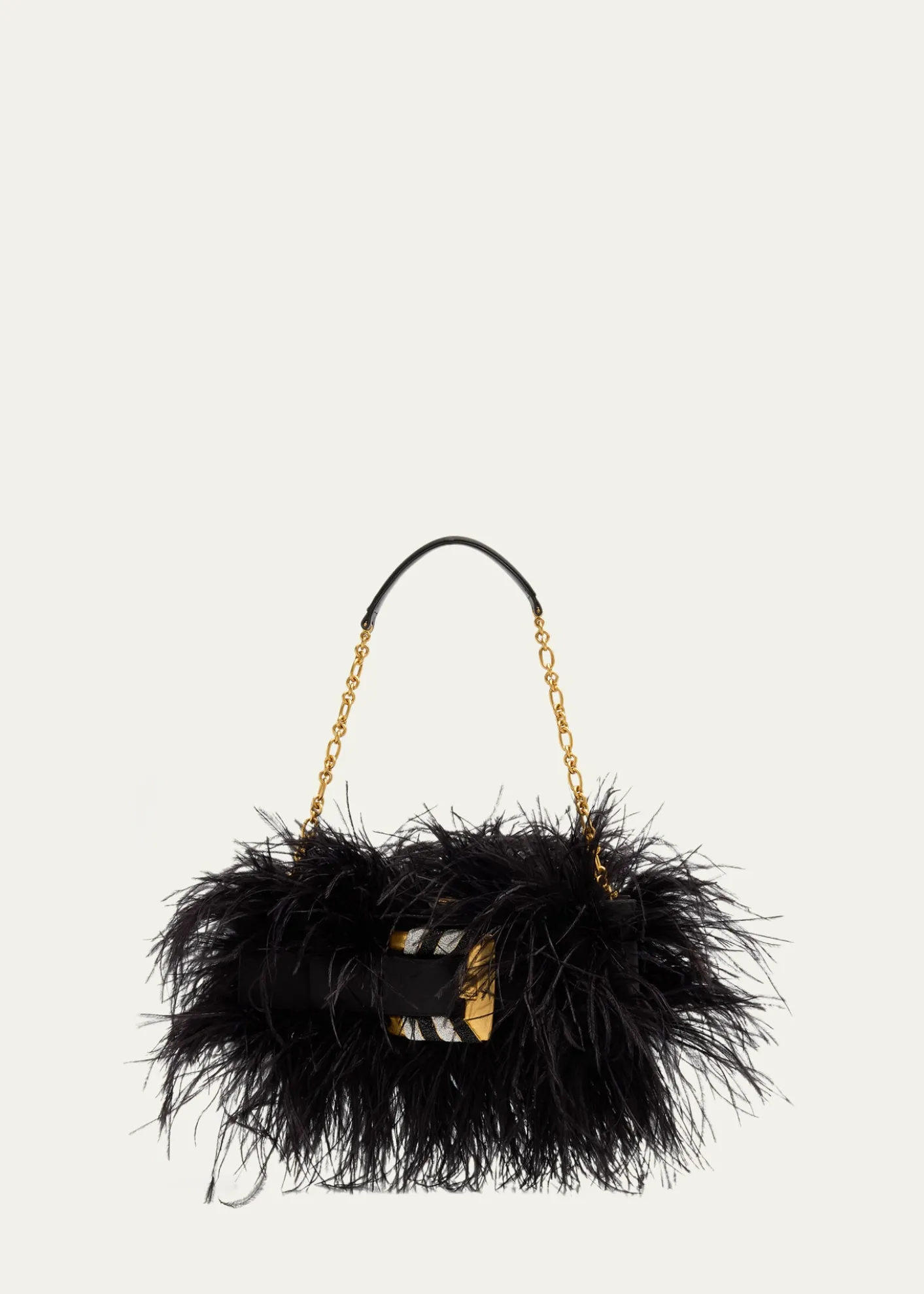 BalmainAnthem Belted Feather Shoulder Bag