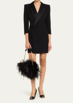 BalmainAnthem Belted Feather Shoulder Bag