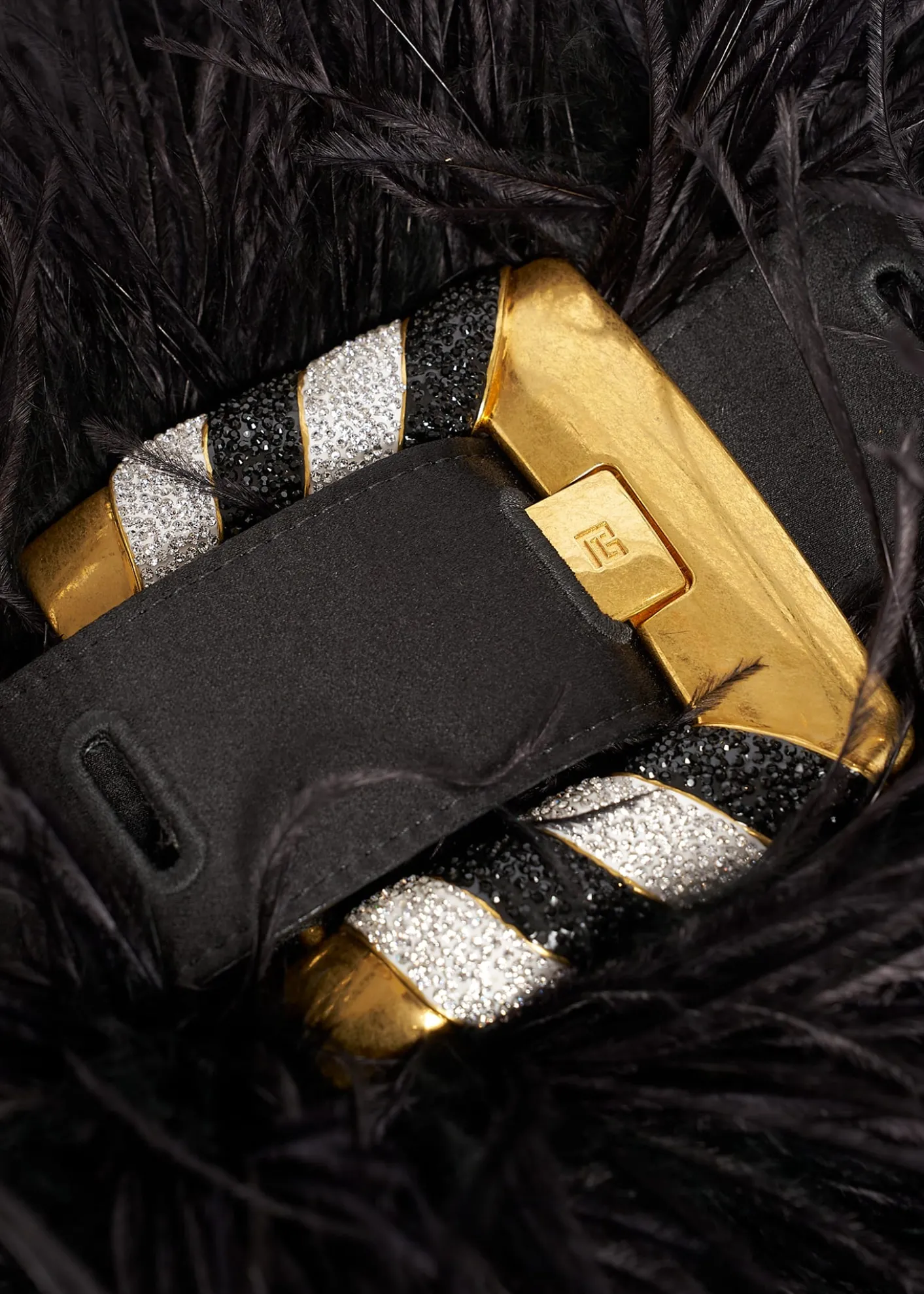 BalmainAnthem Belted Feather Shoulder Bag