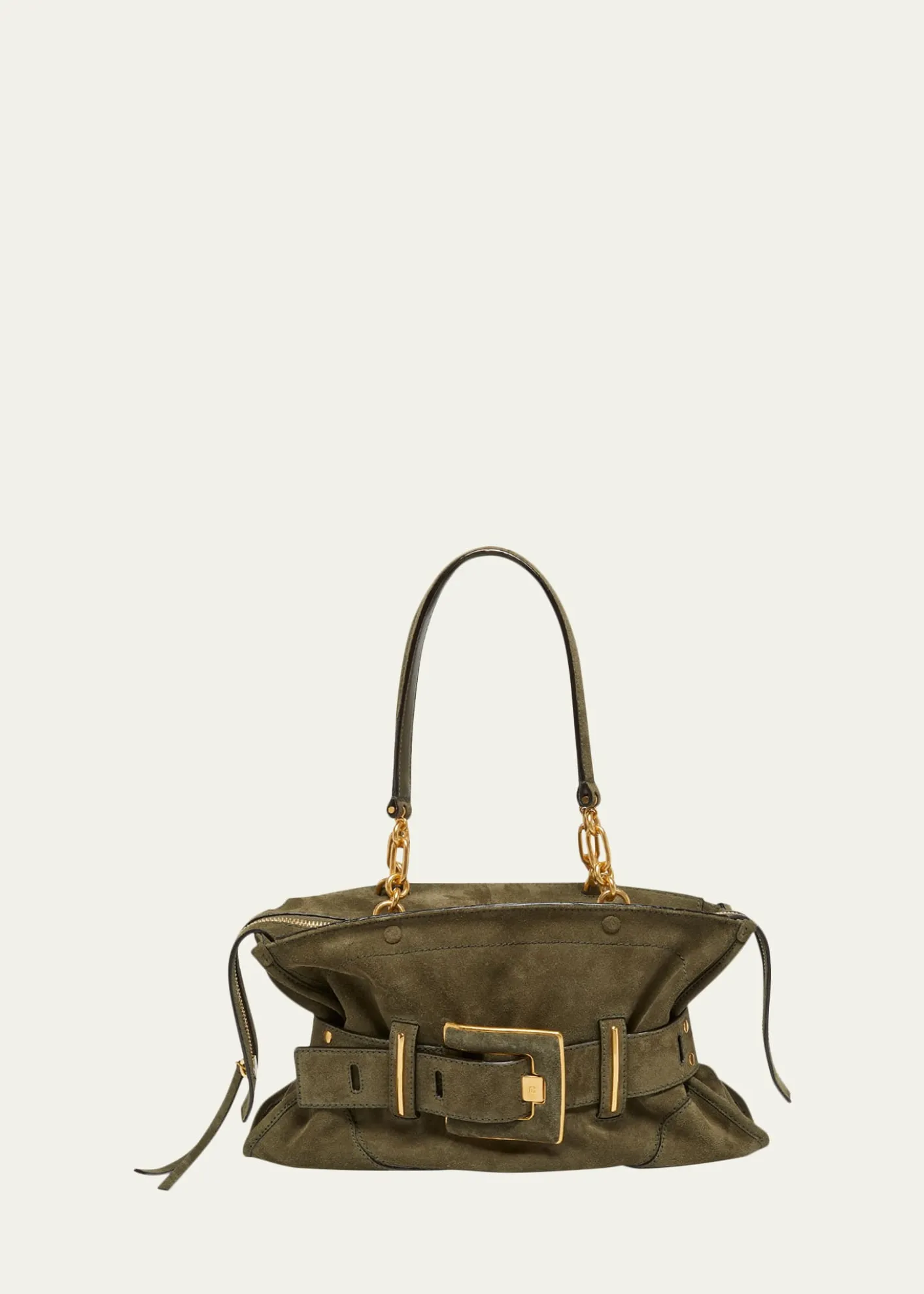 BalmainAnthem Belted Shoulder Bag in Suede