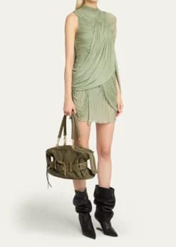 BalmainAnthem Belted Shoulder Bag in Suede