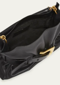 BalmainAnthem Medium Buckle Shoulder Bag in Calfskin