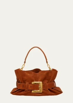BalmainAnthem Medium Shoulder Bag in Suede