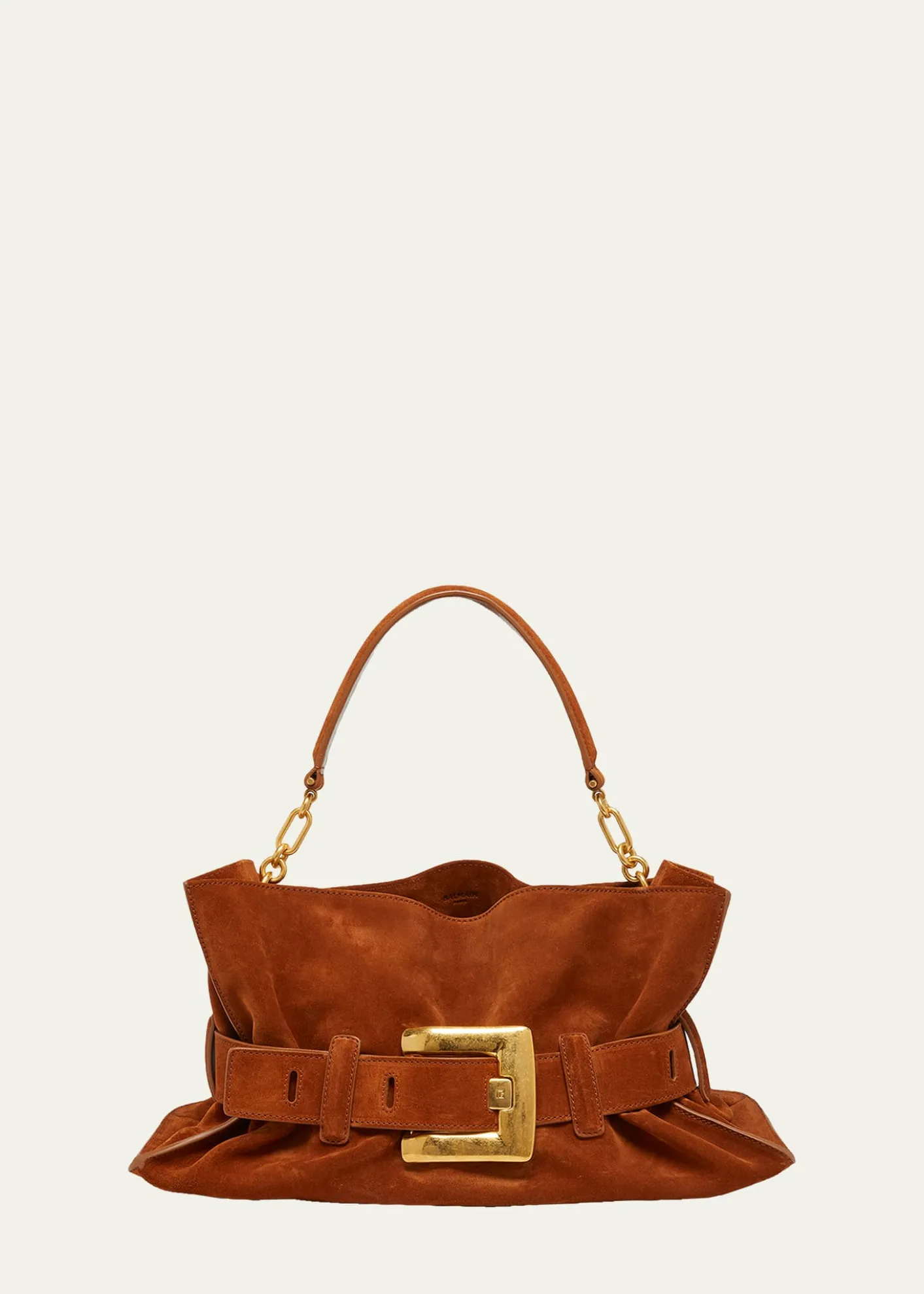 BalmainAnthem Medium Shoulder Bag in Suede