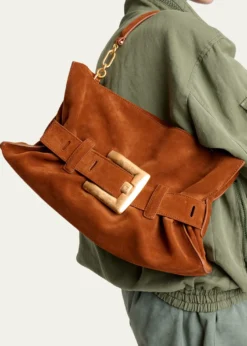 BalmainAnthem Medium Shoulder Bag in Suede
