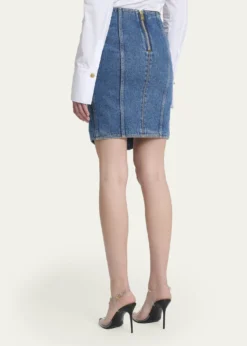 BalmainBelted Wrap Denim Mini Skirt