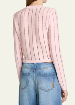 BalmainButtoned Flechage Openwork Cardigan