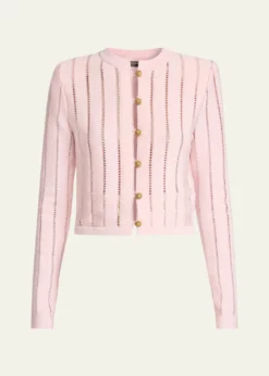 BalmainButtoned Flechage Openwork Cardigan