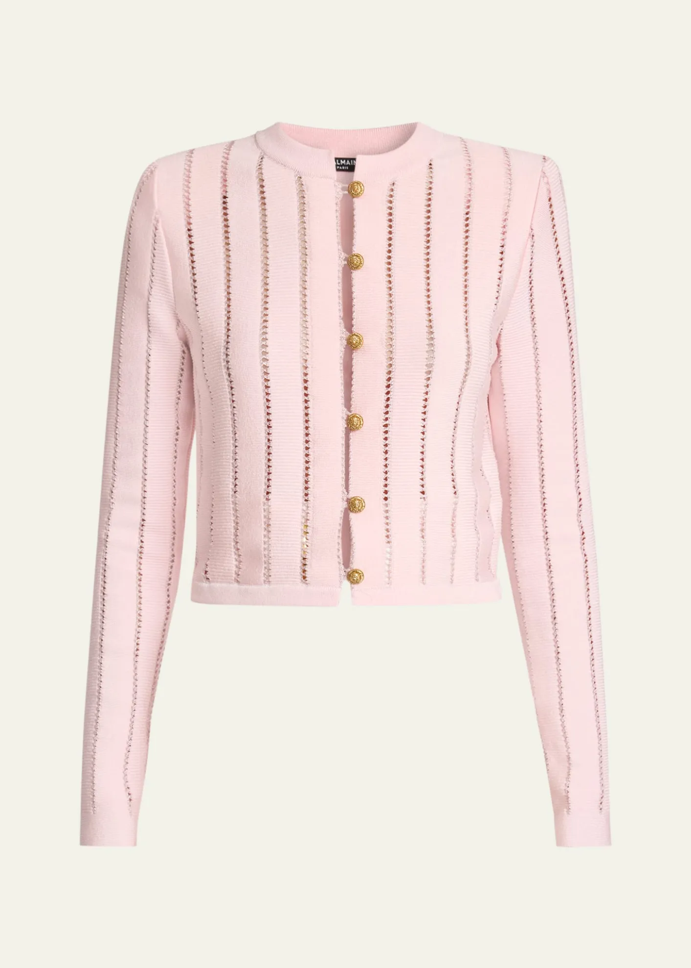 BalmainButtoned Flechage Openwork Cardigan