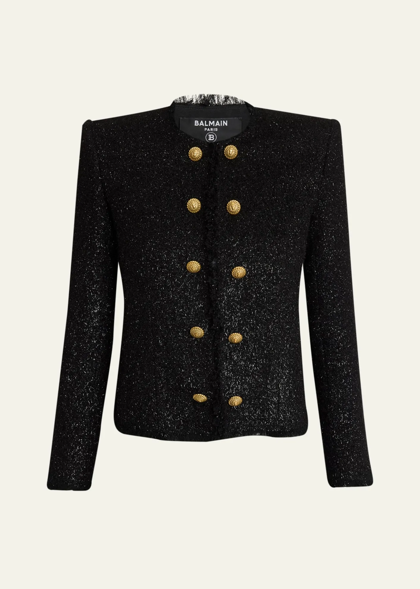 BalmainButtoned Glitter Tweed Cardigan