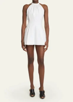 BalmainCotton Poplin Halter Mini Dress
