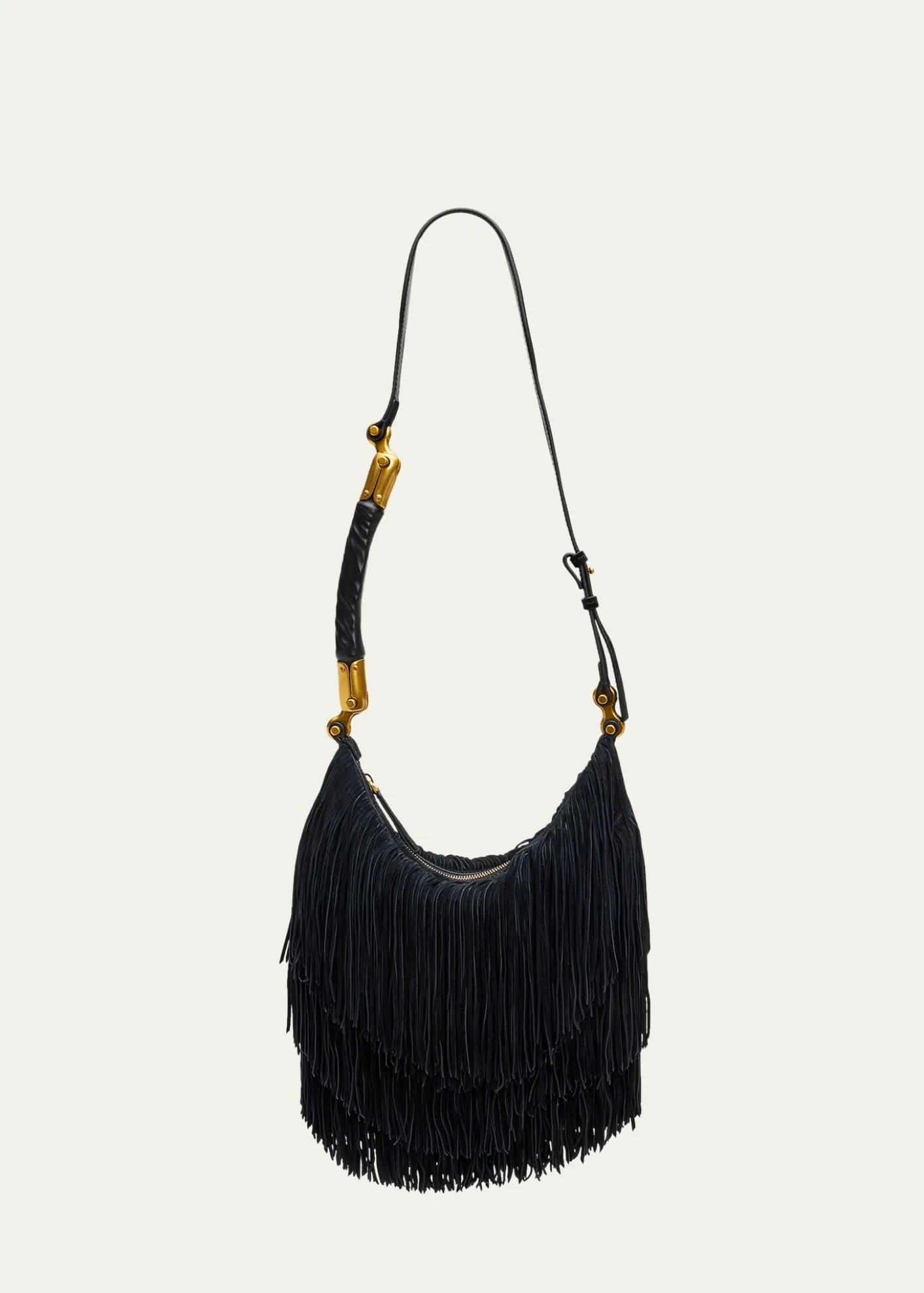 BalmainEbene Suede Fringe Hobo Bag