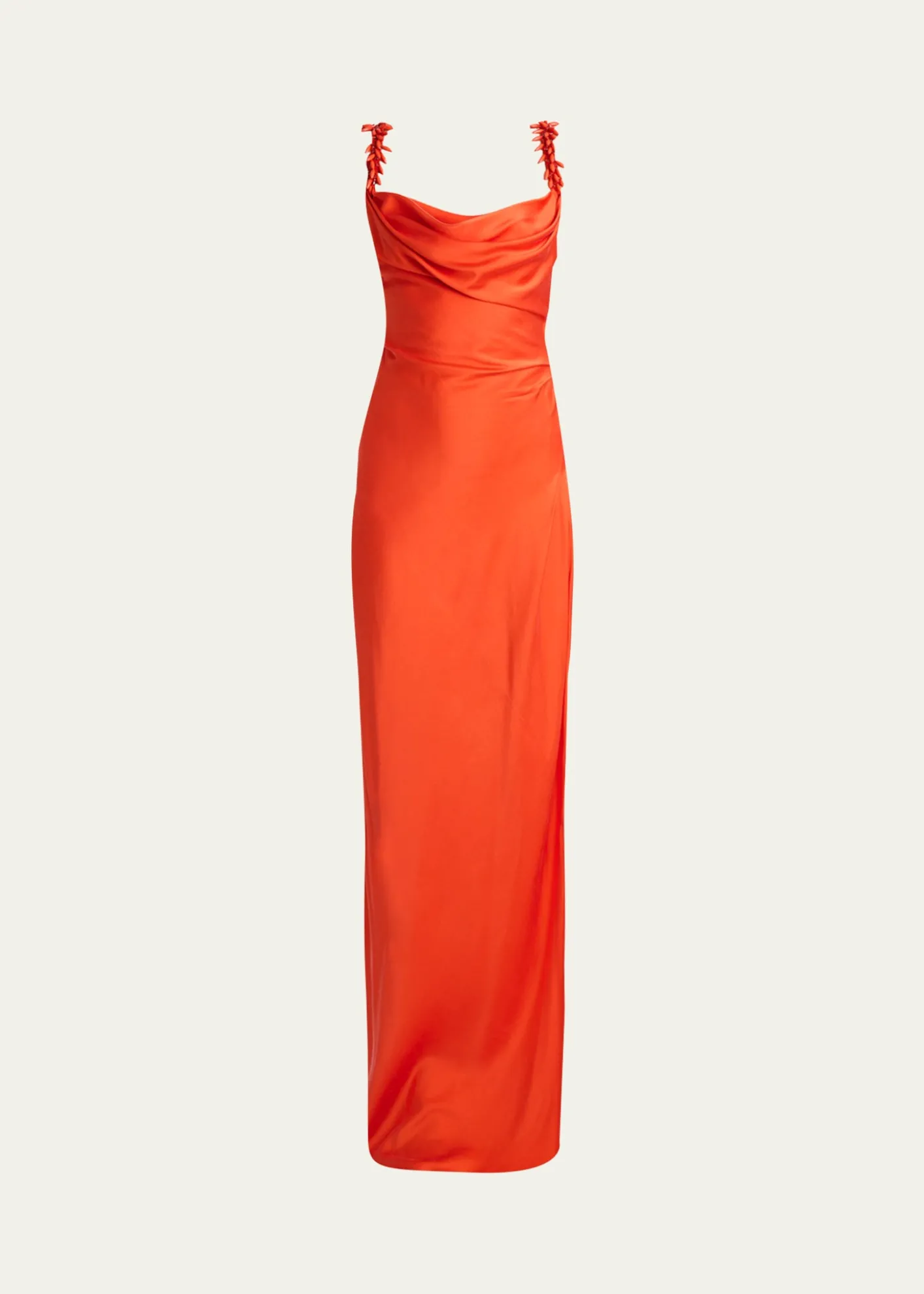 BalmainEmbroidered Strap Silk Column Dress