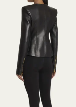 BalmainFitted Lambskin Leather Jacket