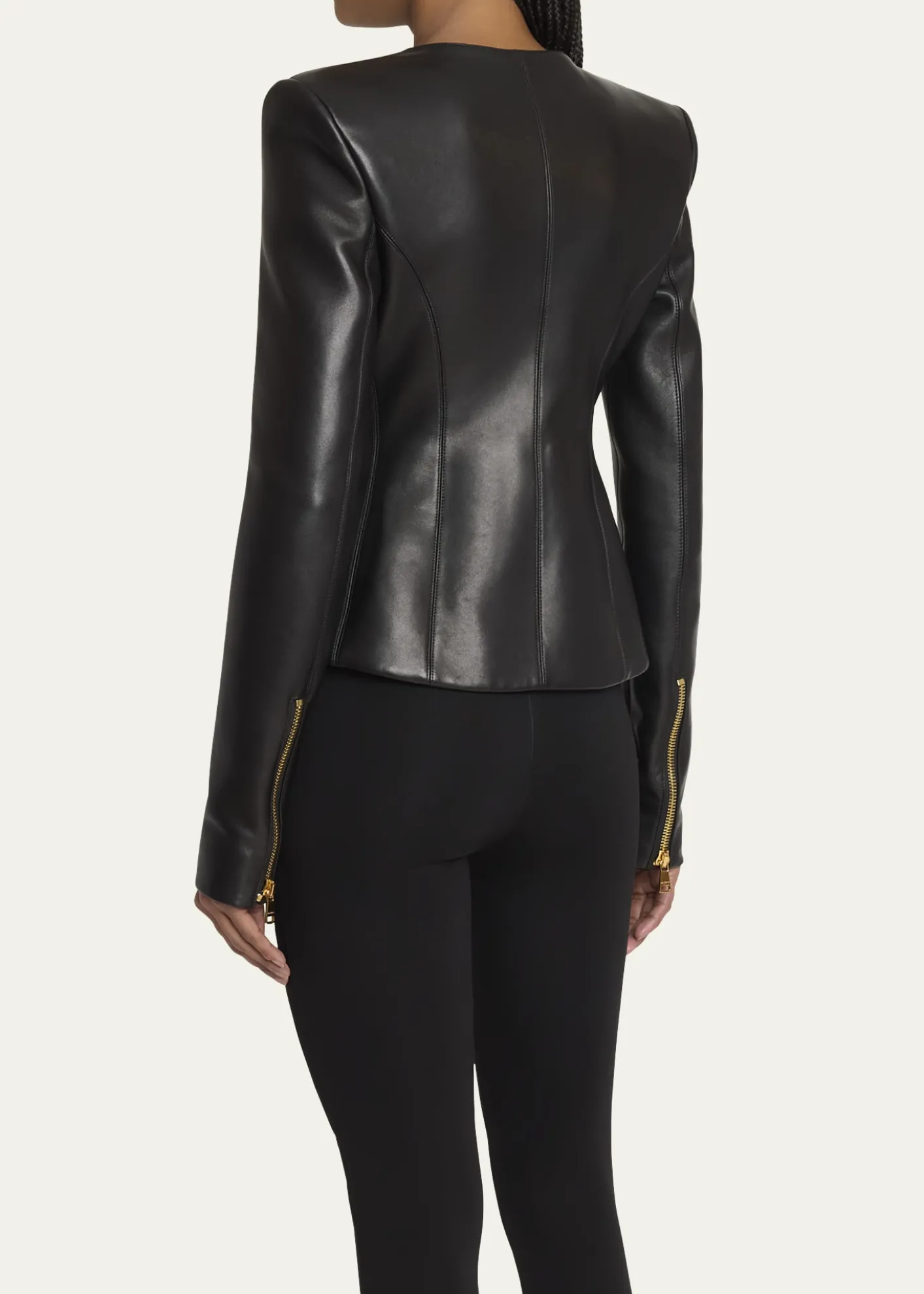 BalmainFitted Lambskin Leather Jacket