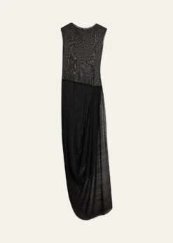 BalmainFlechage Semi-Sheer Draped Dress