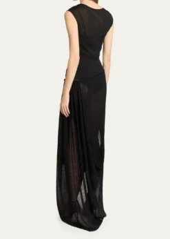 BalmainFlechage Semi-Sheer Draped Dress