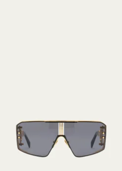 BalmainLe Masque Black Titanium & Acetate Shield Sunglasses