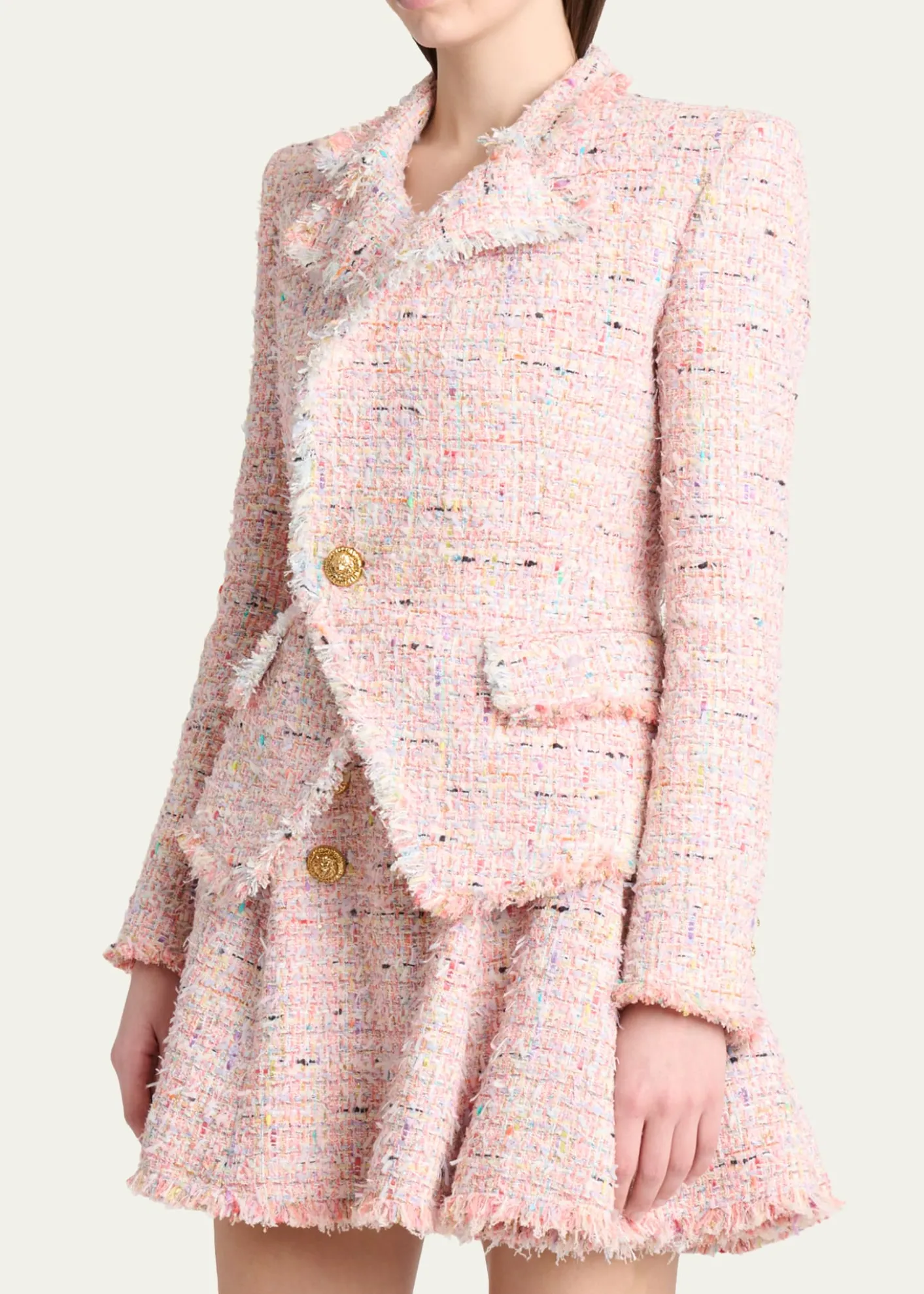 BalmainLion Head Single-Breasted Tweed Jacket