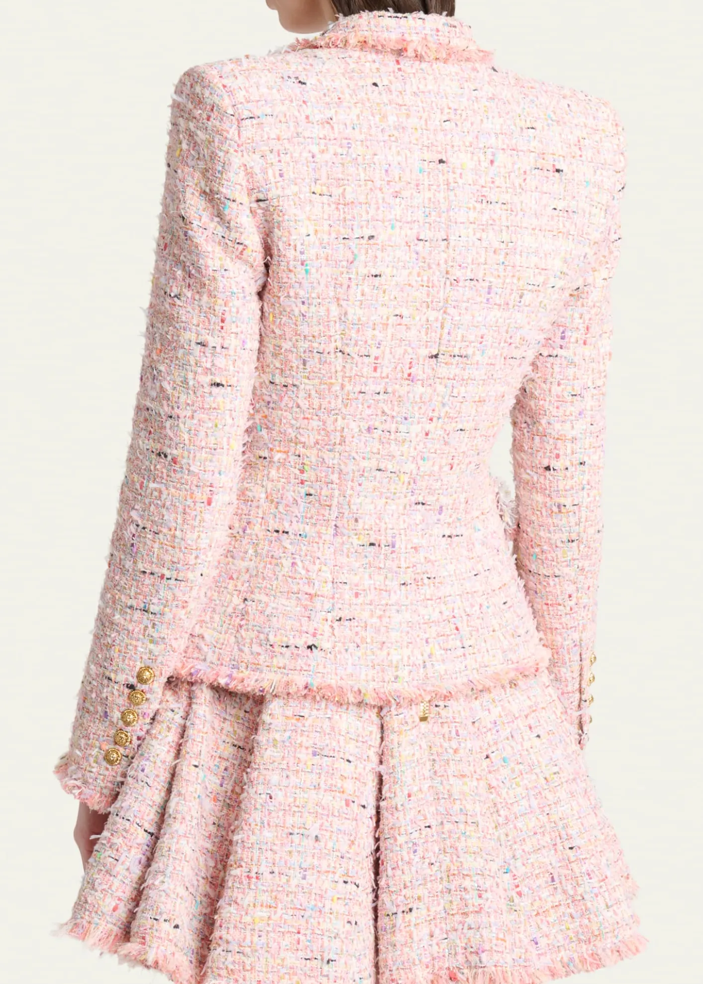 BalmainLion Head Single-Breasted Tweed Jacket