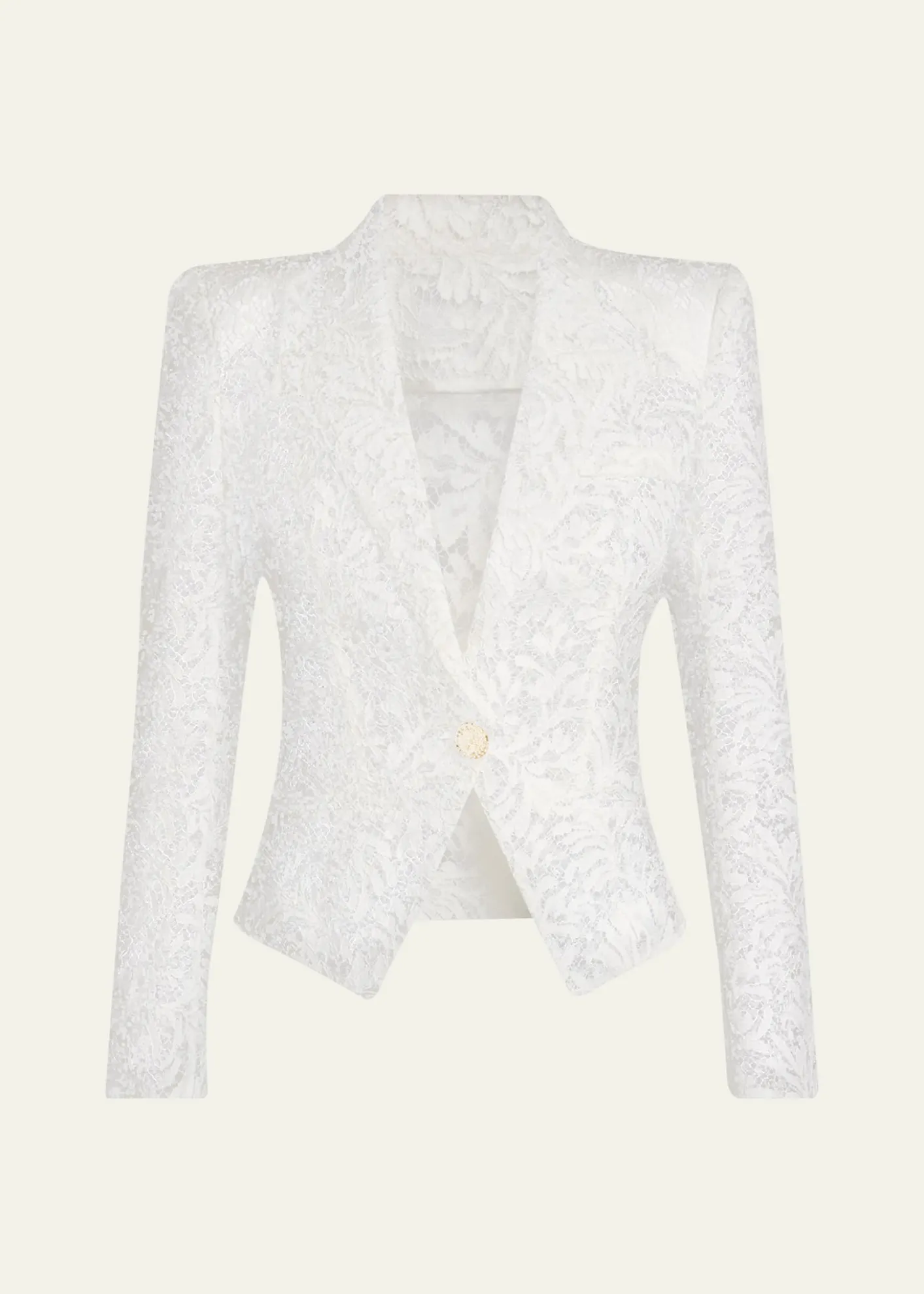 BalmainOne-Button Floral Lace Blazer