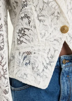 BalmainOne-Button Floral Lace Blazer