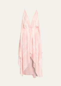 BalmainPlunging Drawstring High-Low Foulard Dress