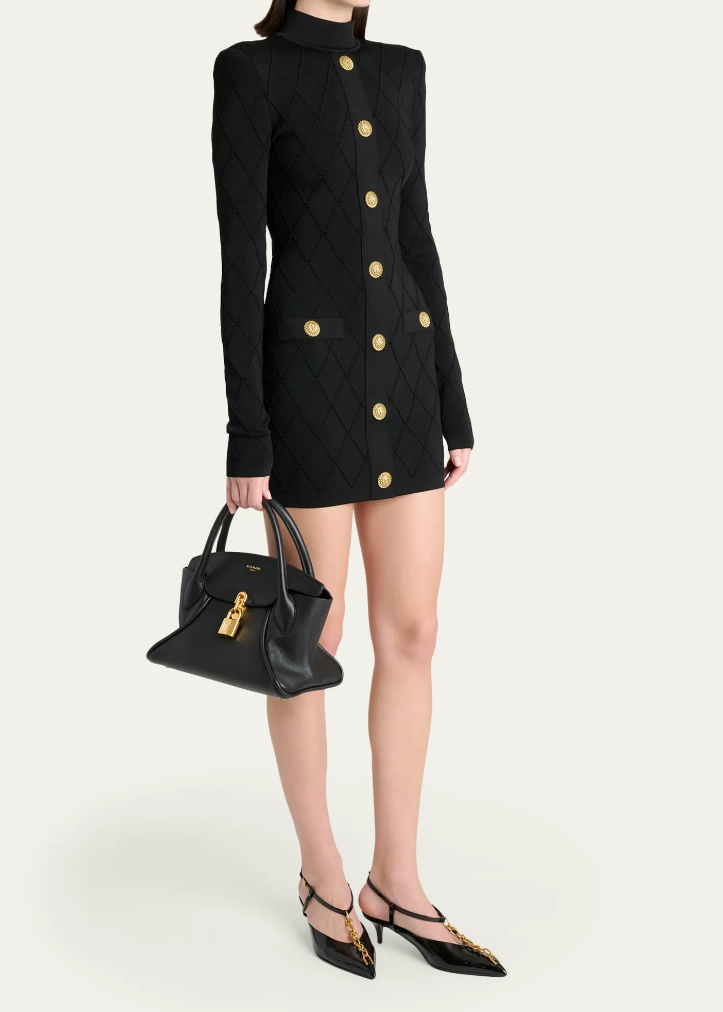 BalmainPulse Leather Top-Handle Bag