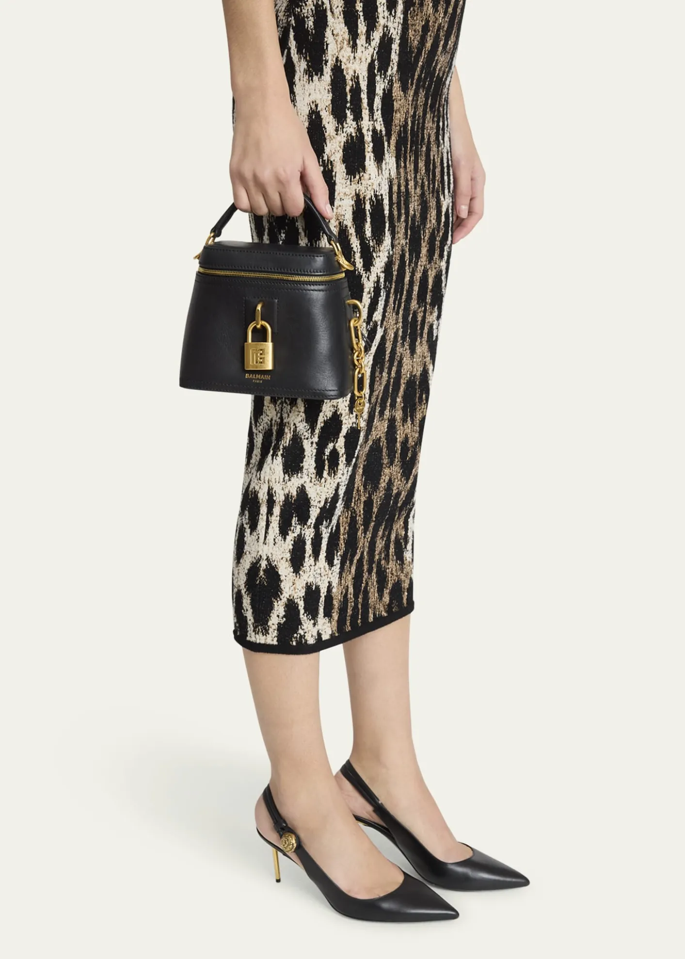 BalmainPulse Vanity Top-Handle Bag in Calfskin