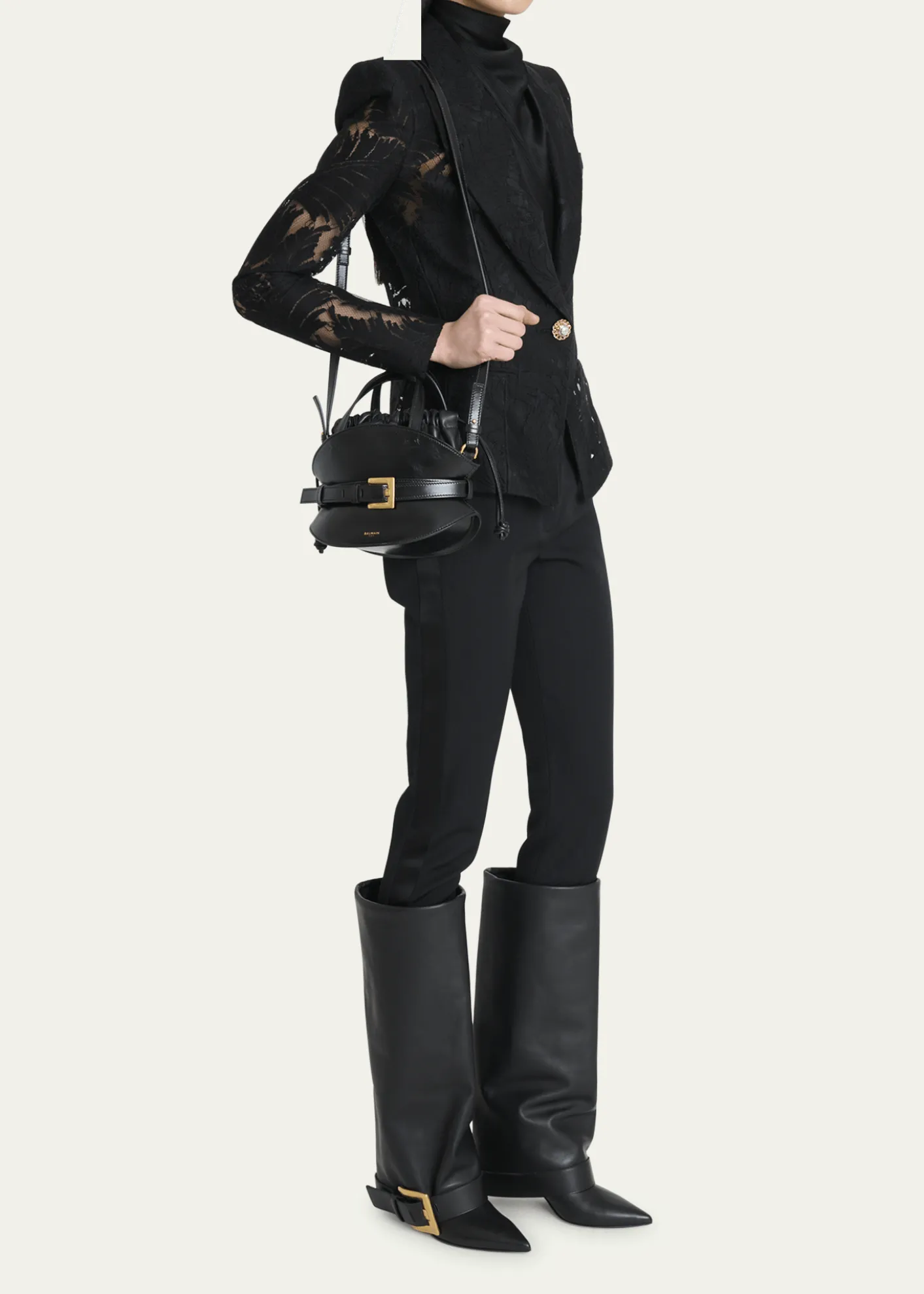 BalmainShuffle Mini Top-Handle Bag in Calfskin
