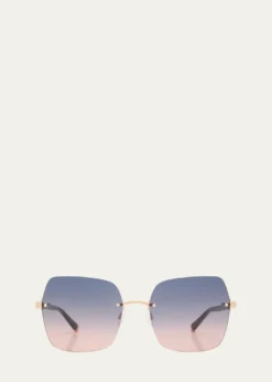 Barton PerreiraAngie Black & Gold Mixed-Media Butterfly Sunglasses