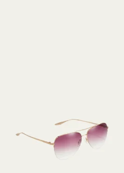 Barton PerreiraChevalier Semi-Rimless Metal Aviator Sunglasses