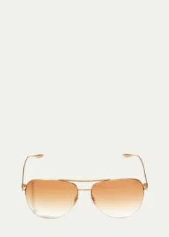 Barton PerreiraChevalier Semi-Rimless Metal Aviator Sunglasses