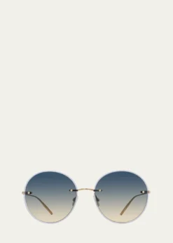 Barton PerreiraRigby Golden Titanium & Acetate Round Sunglasses
