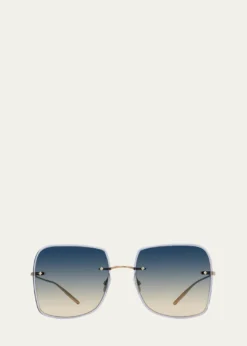 Barton PerreiraSharona Blue Titanium Acetate Square Sunglasses