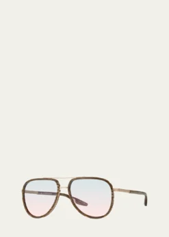 Barton PerreiraMen's Cani Zyl and Titanium Aviator Sunglasses