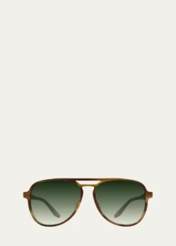 Barton PerreiraMen's Double-Bridge Acetate Aviator Sunglasses