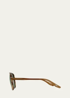Barton PerreiraMen's Double-Bridge Acetate Aviator Sunglasses
