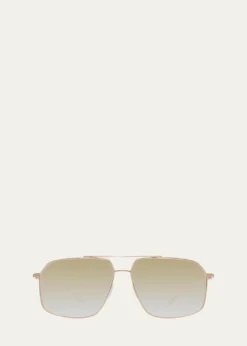 Barton PerreiraMen's Double-Bridge Titanium Aviator Sunglasses