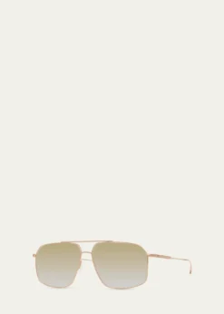 Barton PerreiraMen's Double-Bridge Titanium Aviator Sunglasses