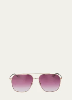 Barton PerreiraRizzo 60mm Aviator Titanium Sunglasses
