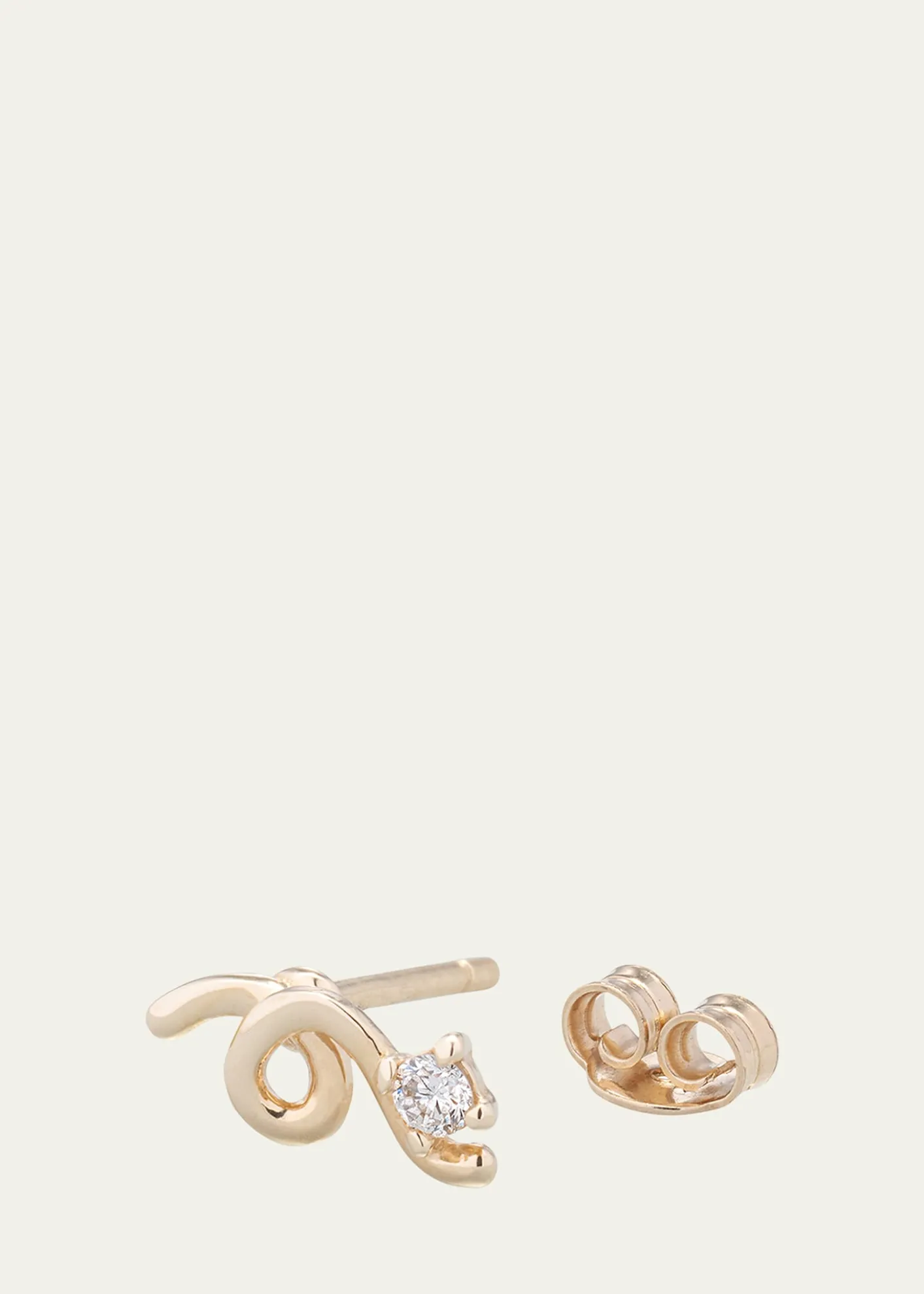 Bea BongiascaMini Loop Earring in 9K Yellow Gold with Diamonds, Single