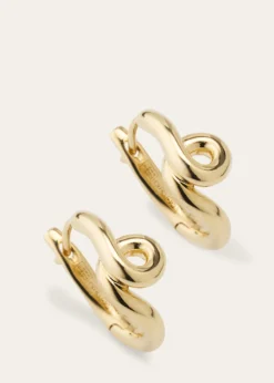 Bea BongiascaSingle Wave Hoop Earrings in 9K Yellow Gold