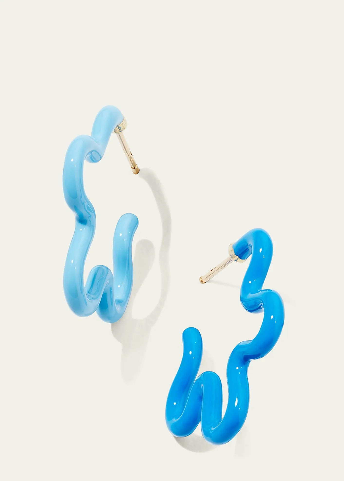 Bea BongiascaTwo-Tone Asymmetrical Flower Earrings With Enamel