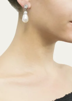 Ben-AmunBaroque Glass-Pearl Crystal Drop Earrings