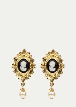 Ben-AmunCameo Pearly Pendant Earrings