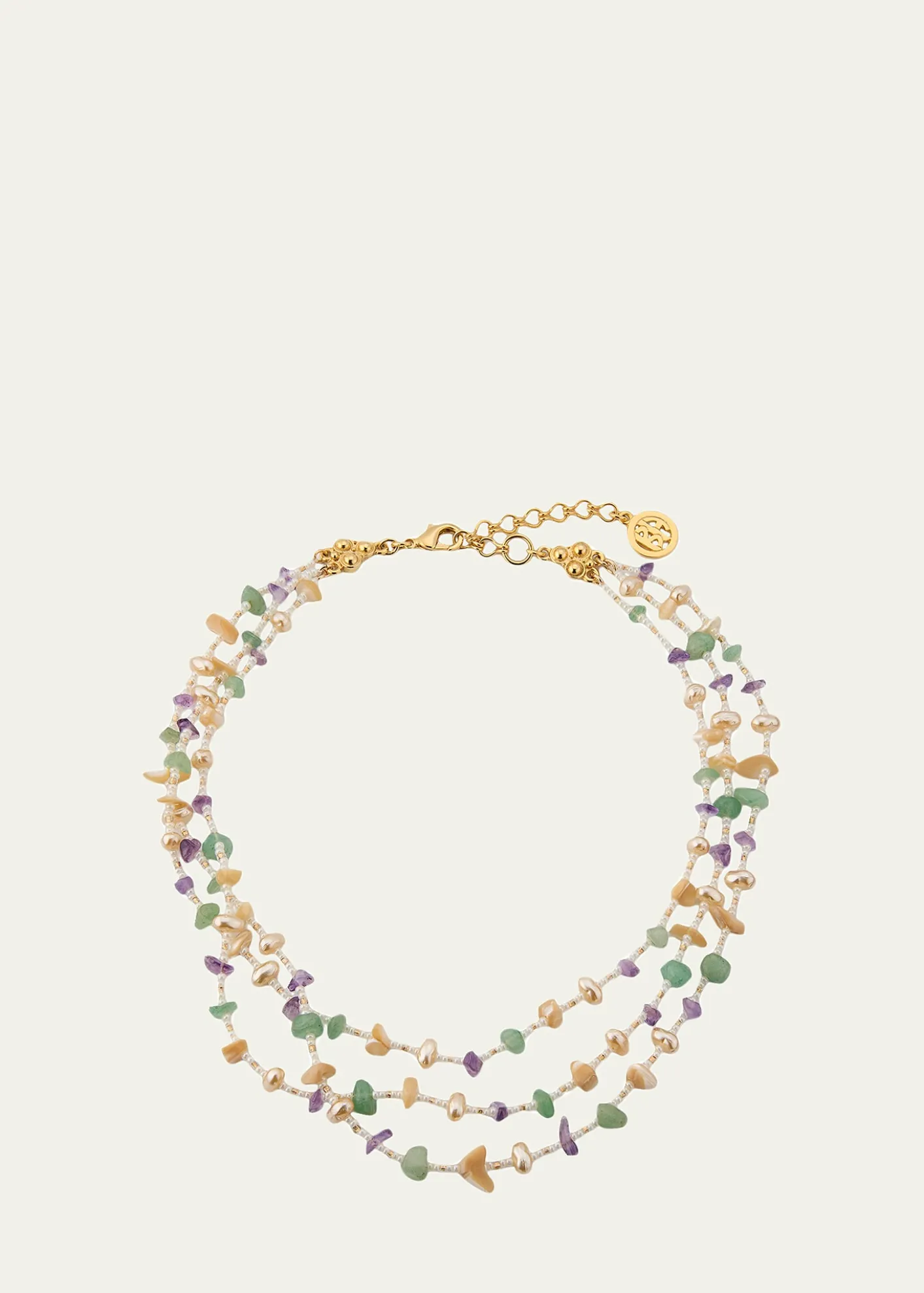 Ben-AmunColorful and Pearly 3-Row Necklace